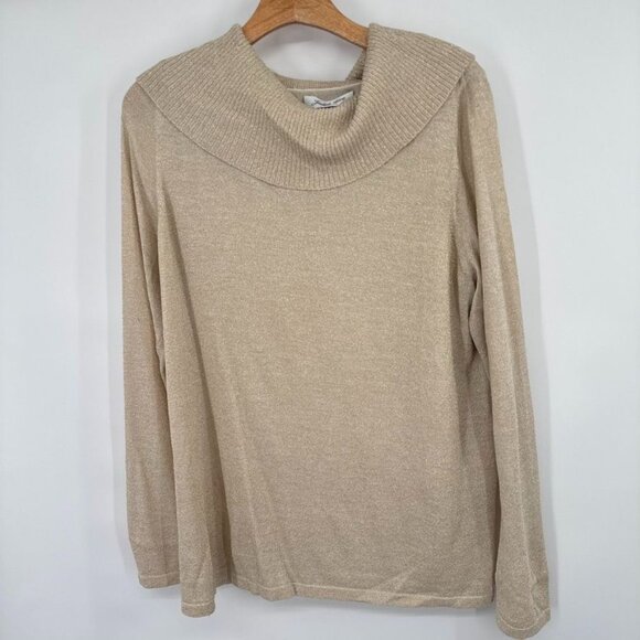 Judith Hart Collection size XL gold Metallic Knit cowl neck Sweater womens - Picture 3 of 10